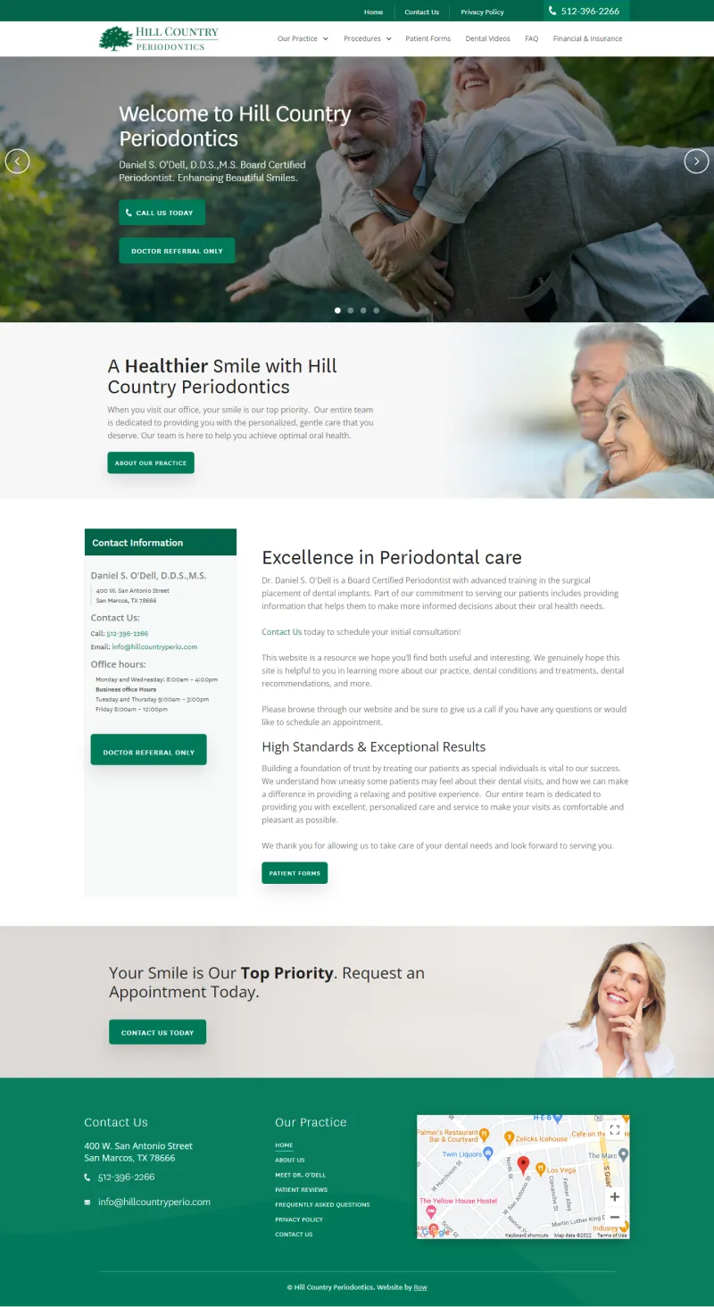 Hill Country Periodontics Homepage Website Design