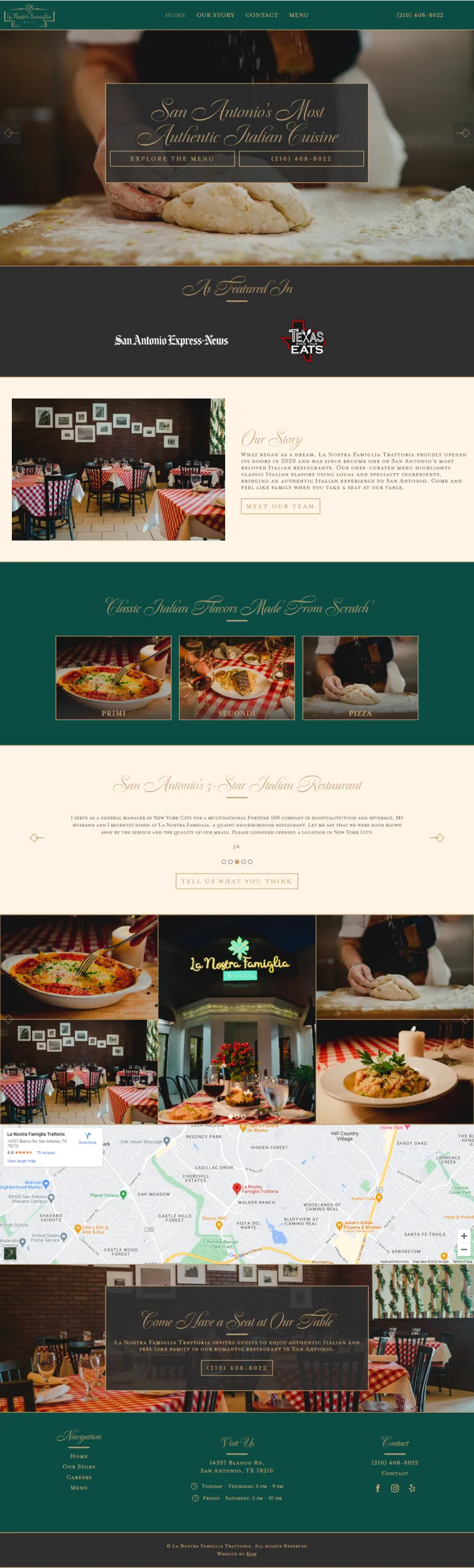 La Nostra Famiglia homepage website design